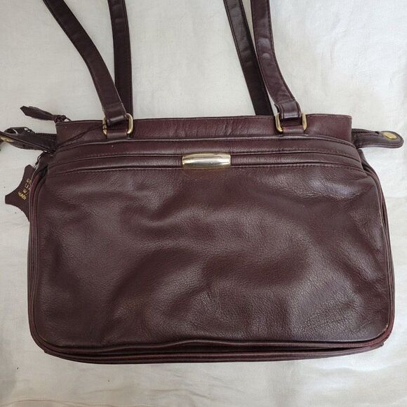 Del Mano Genuine Leather Handbag brown hobo carry strap purse Vintage EUC - Picture 1 of 10